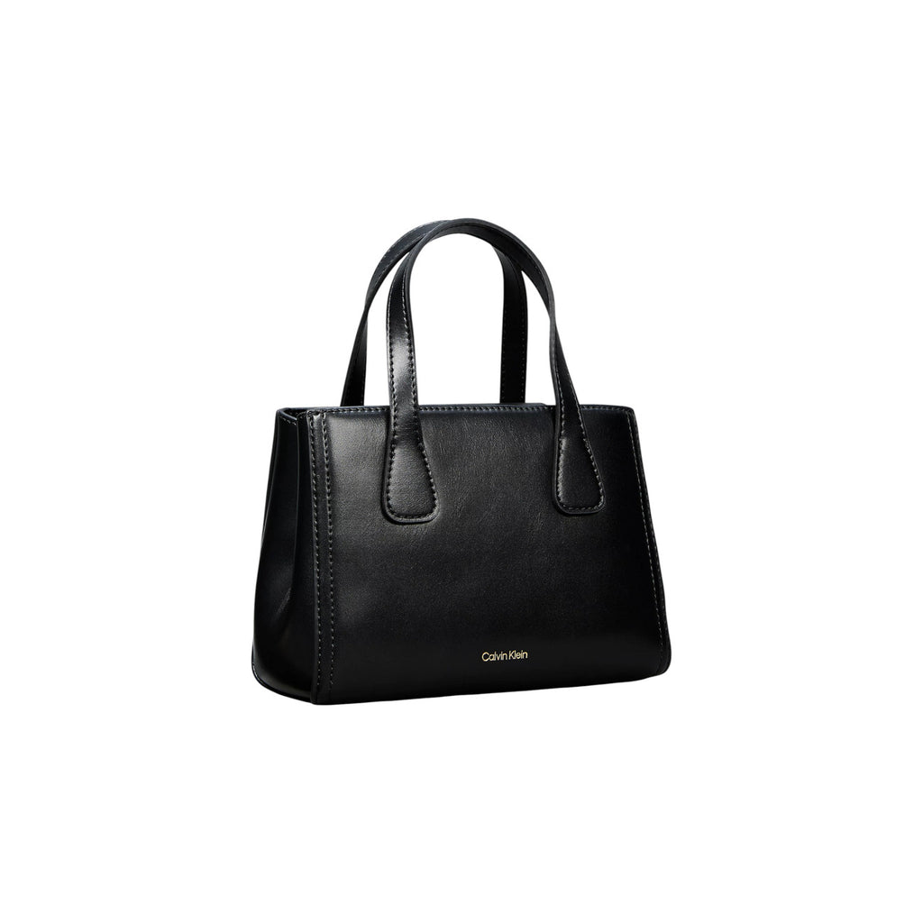 Calvin Klein Borsa Donna Mini Tote Crossbody Nera In Pelle Sintetica Con Zip Tasca Interna 20x14x7 cm