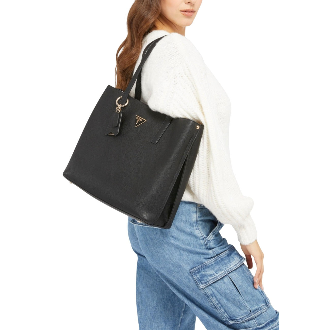 Guess Borsa Donna Meridian II Girlfriend Tote Nero 36x24x10 cm