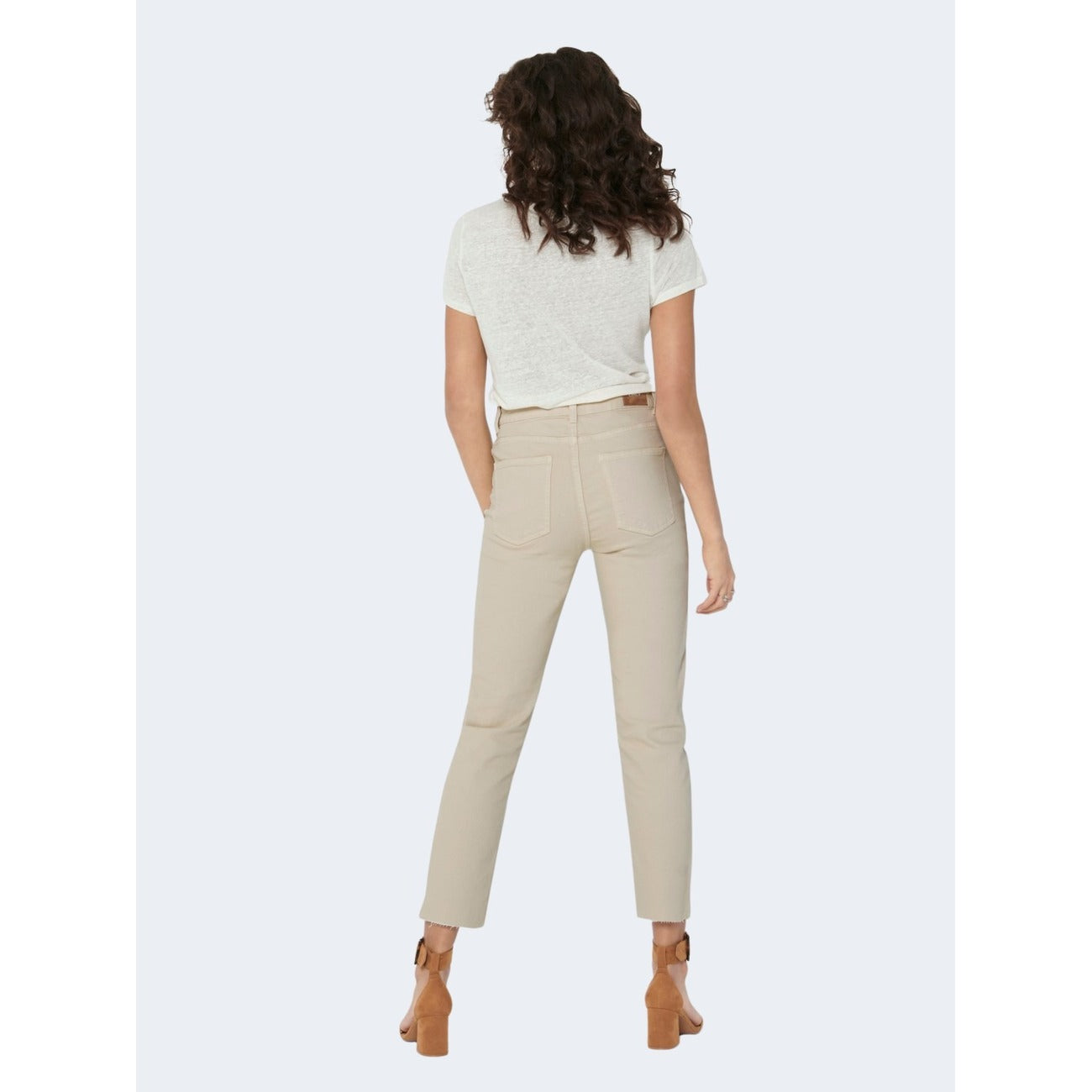 Only Jeans Donna Aderente Beige Elasticizzato Con Tasche Primavera