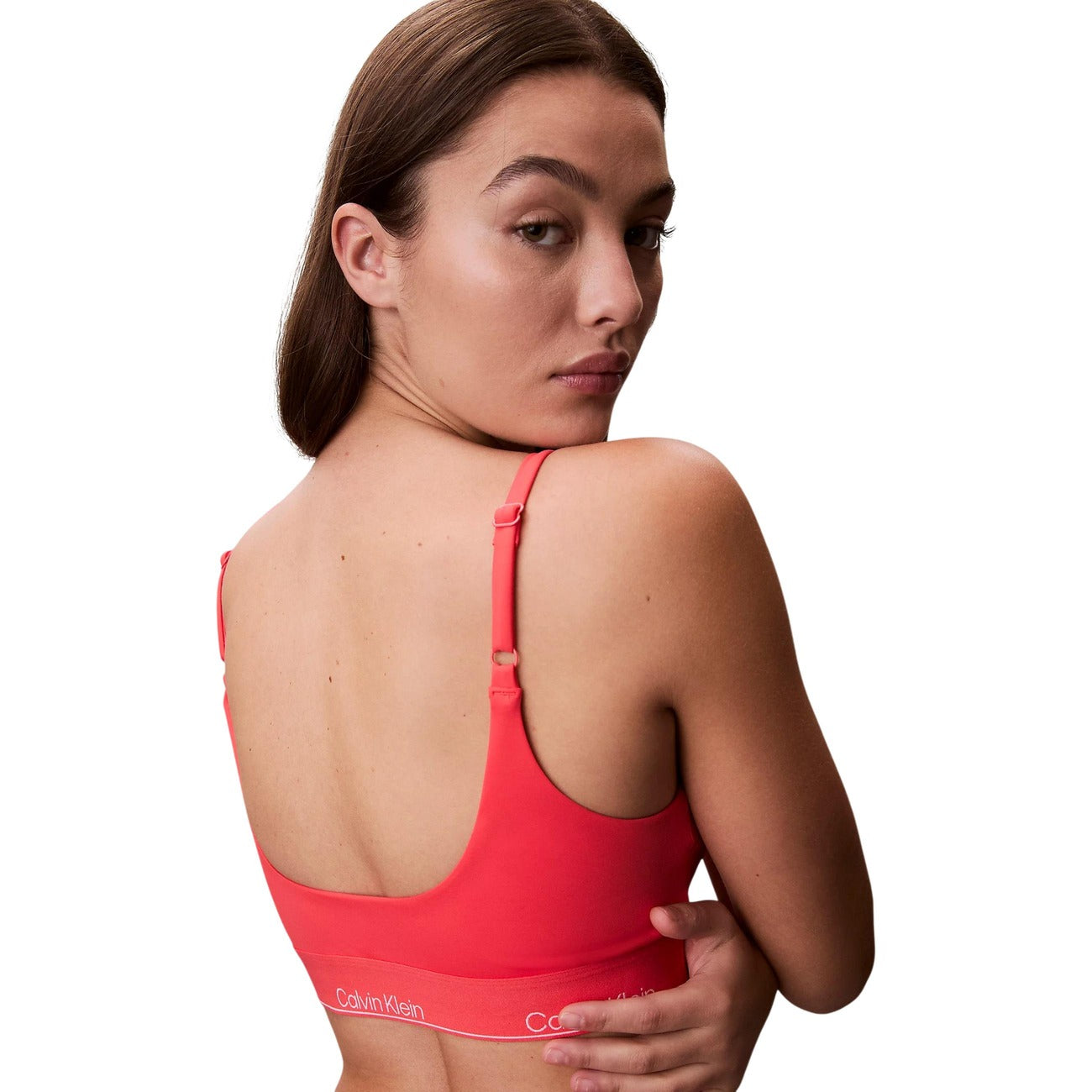 Calvin Klein Jeans Costume Donna Bikini Top Arancione Scollo Quadrato