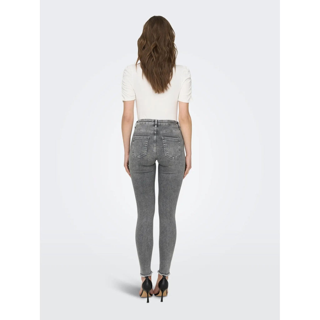 Only Jeans Donna Grigio Vita Alta Stretch Cotone Elastan