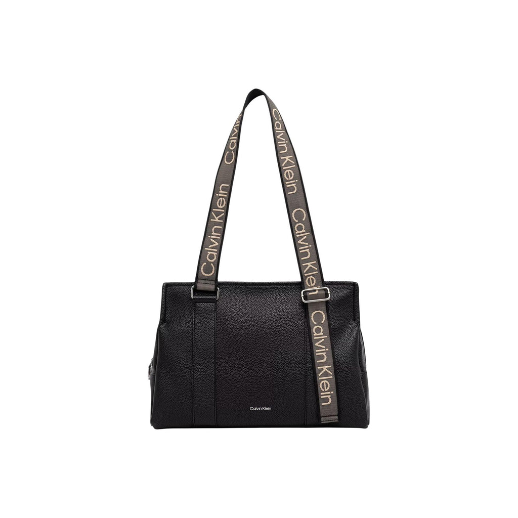 Calvin Klein Borsa Donna Tote Nero Con Zip Tasche Interne Spalla Regolabile Misure 12x26x12 Cm