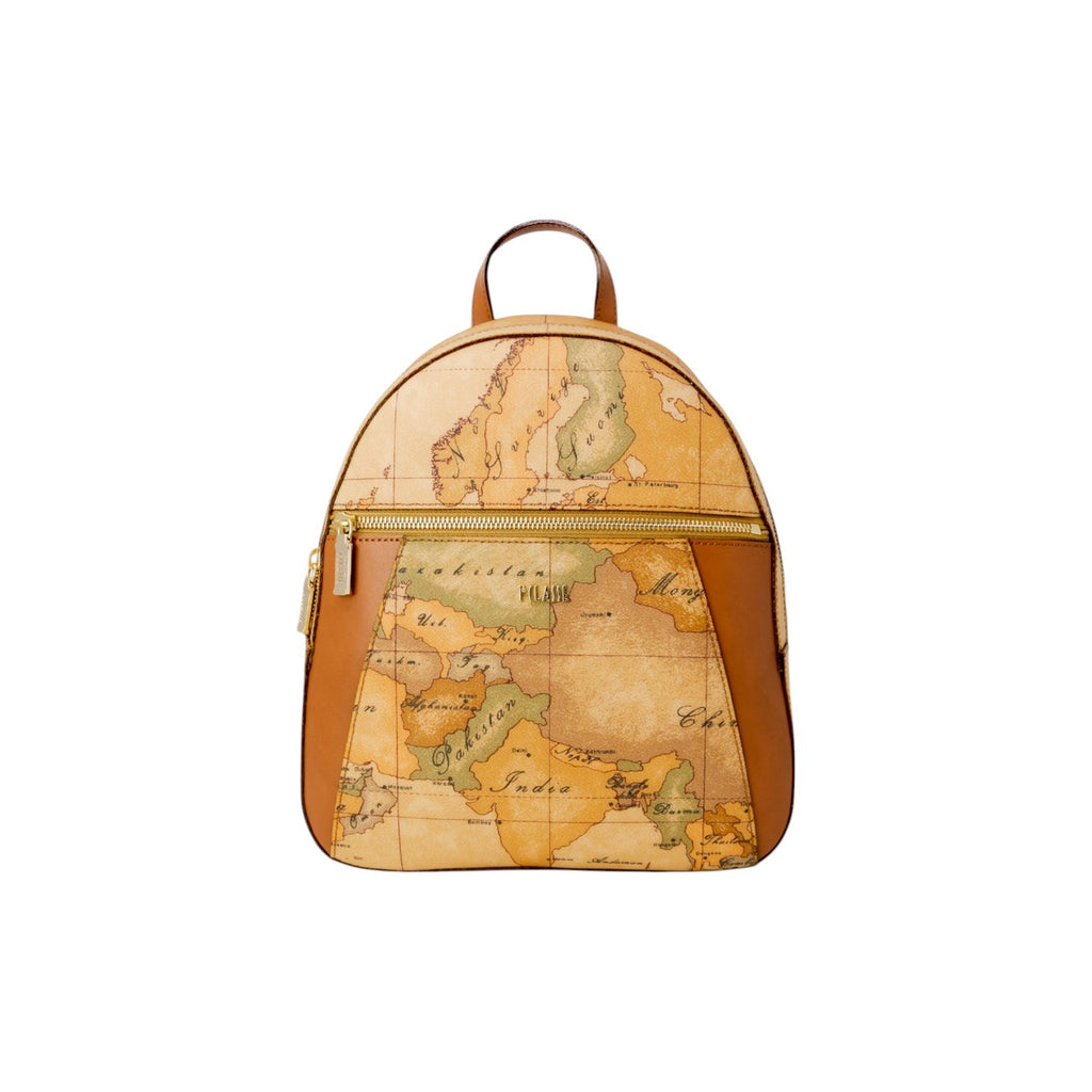 Alviero Martini Prima Classe Borsa Donna Beige In Pelle E Cotone Made In Italy Con Chiusura A Cerniera 28x25x11