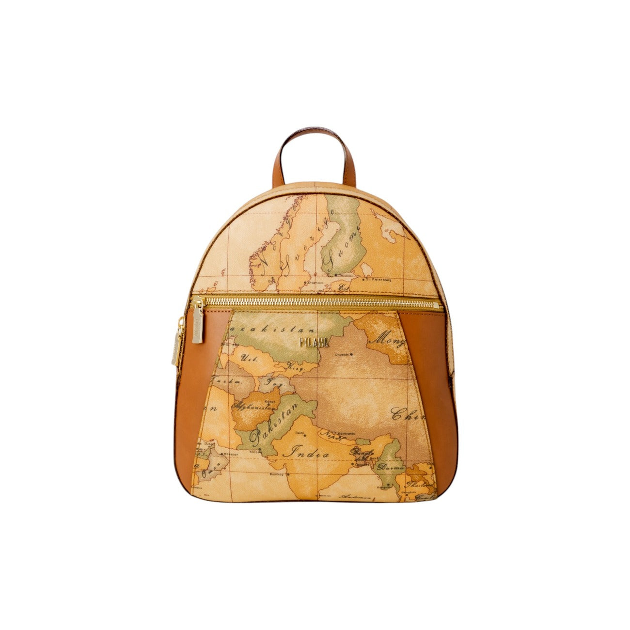 Alviero Martini Prima Classe Borsa Donna Beige In Pelle E Cotone Made In Italy Con Chiusura A Cerniera 28x25x11