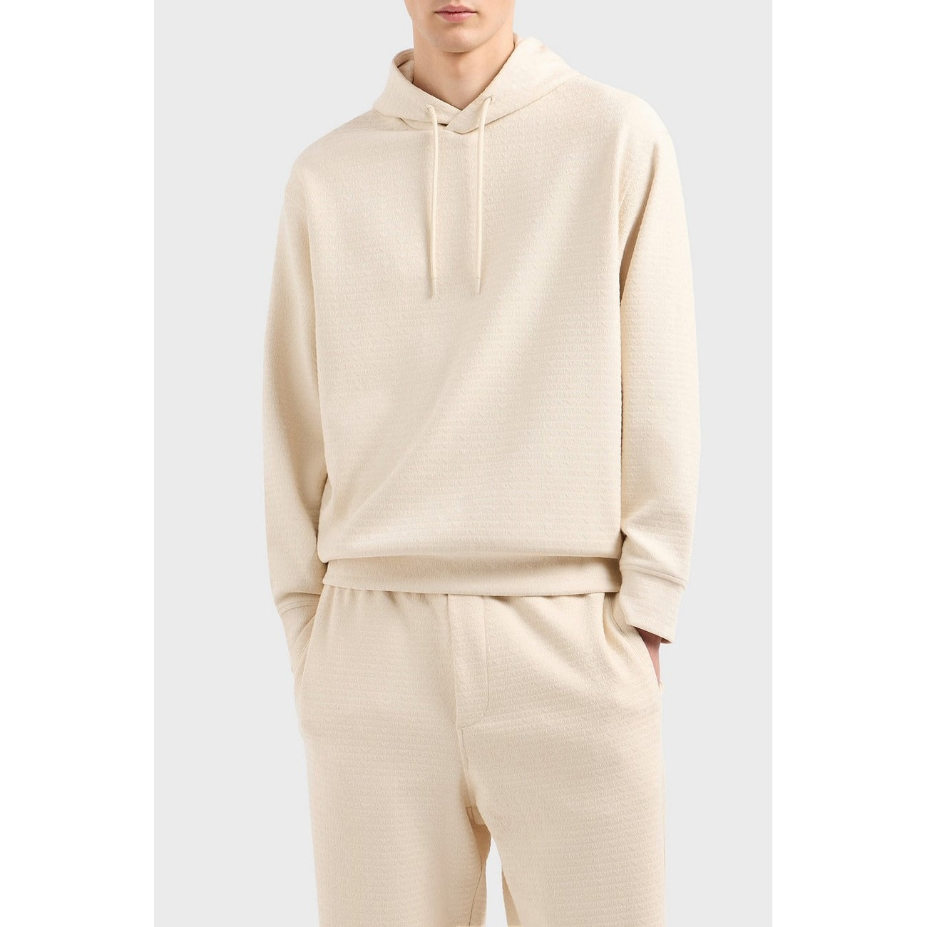 Emporio Armani Felpa Uomo Con Cappuccio Bianca Cotone Lyocell