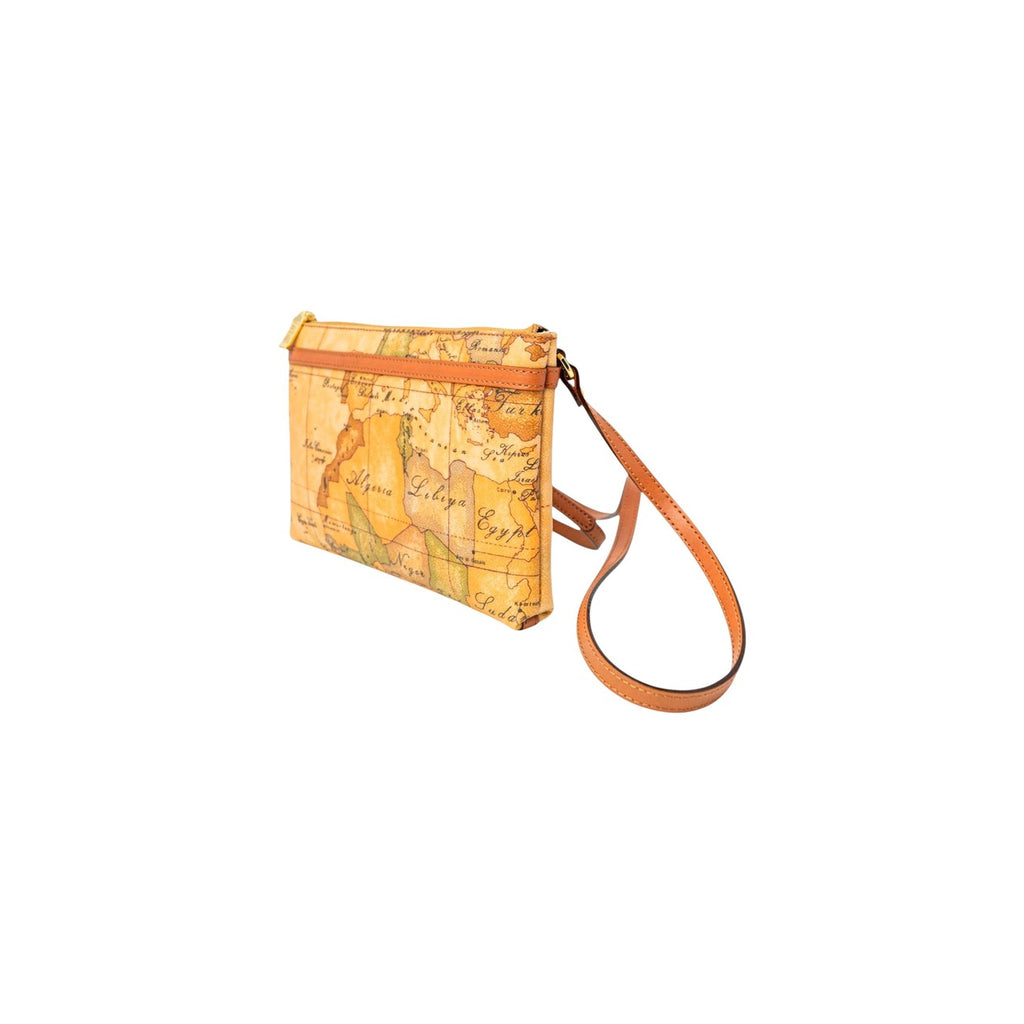 Alviero Martini Prima Classe Borsa A Spalla Donna In Pelle Beige Con Stampa 16x25x2,5 Cm