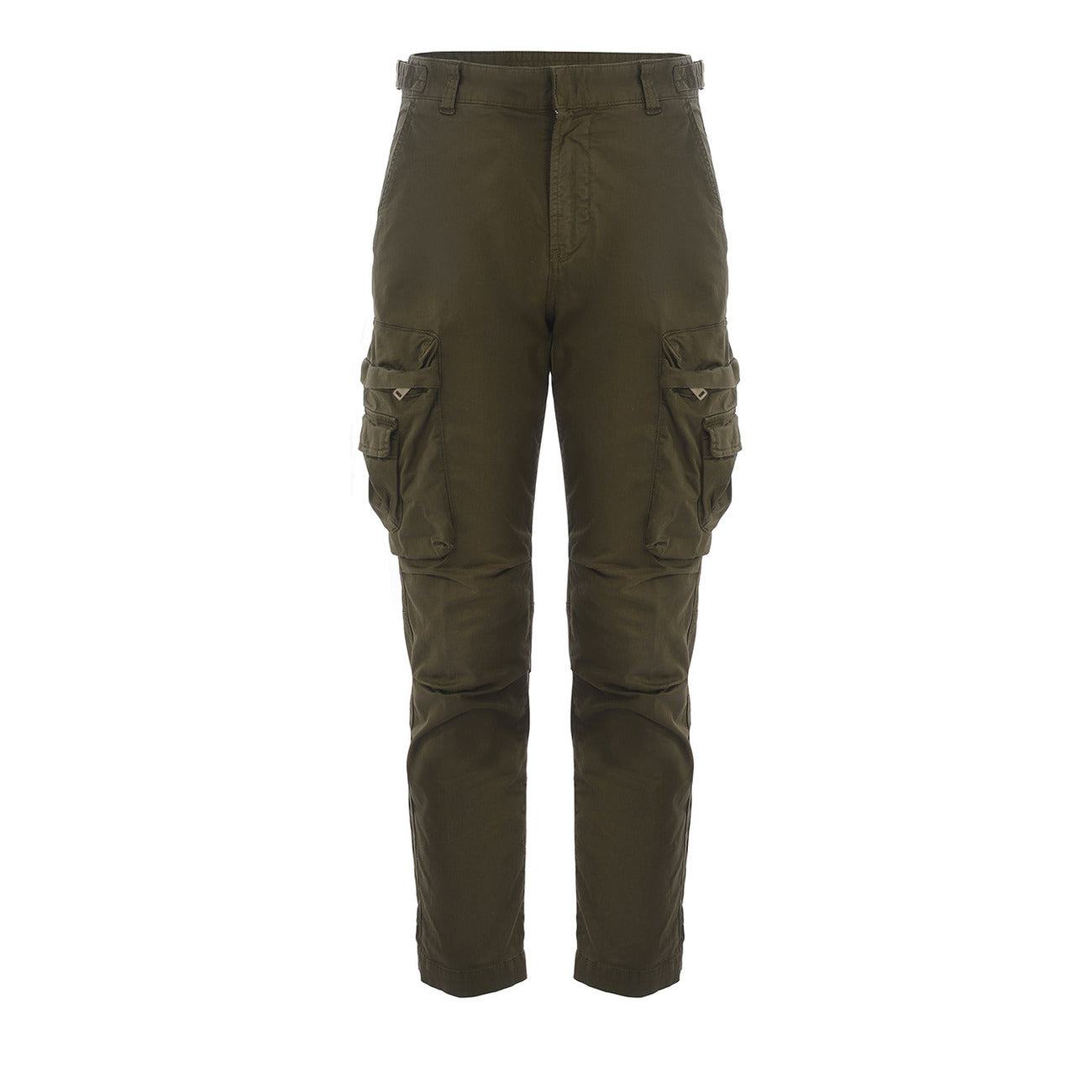 Diesel Pantaloni Uomo Verde Cotone Puro Primavera Estate Con Zip E Bottone
