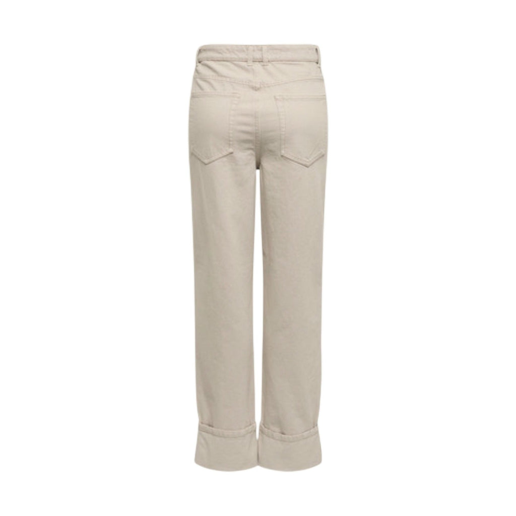 Only Jeans Donna Beige In 100 Cotone Vita Media Con Tasche E Zip