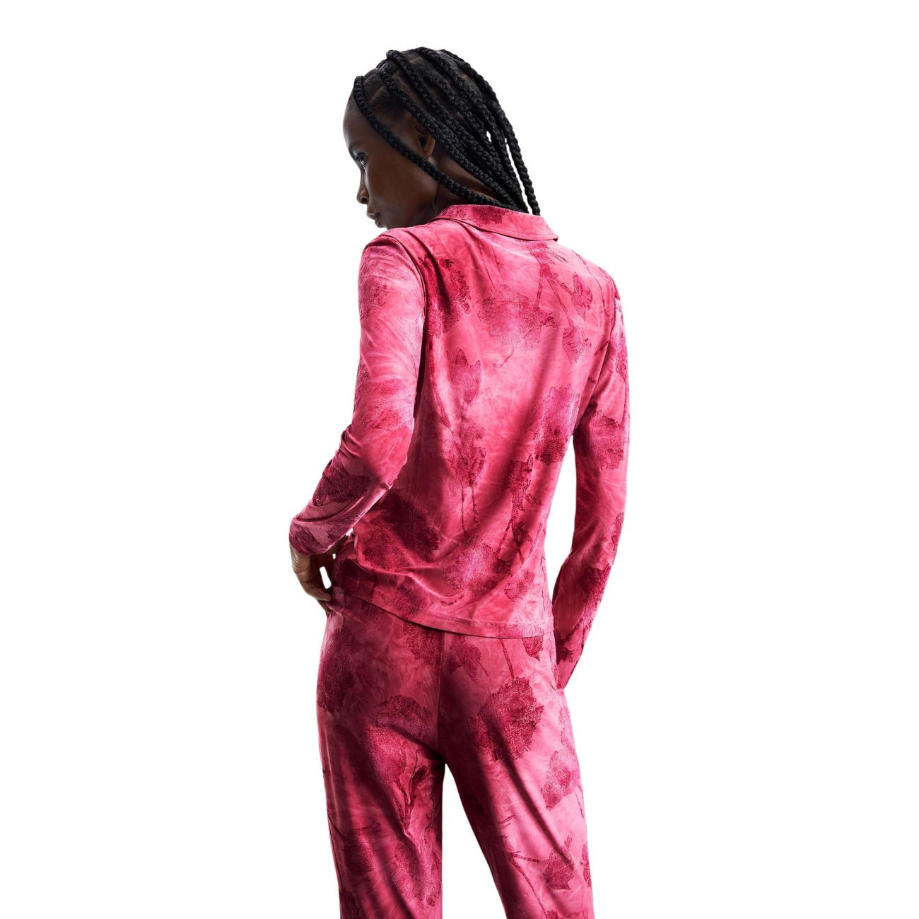 Desigual Camicia Donna Fuxia Maniche Lunghe Colletto Classico Bottoni Primavera