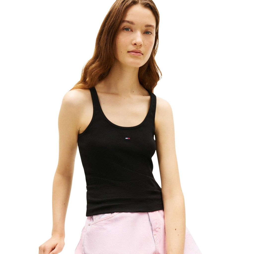 Tommy Hilfiger Jeans Canotta Donna Nero Cotone Stretch Primavera Estate