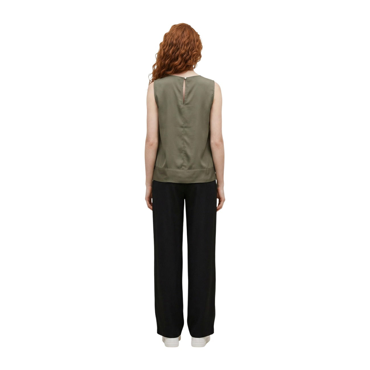Only Blusa Donna Verde Smanicata Scollo Tondo Con Bottoni In Viscosa