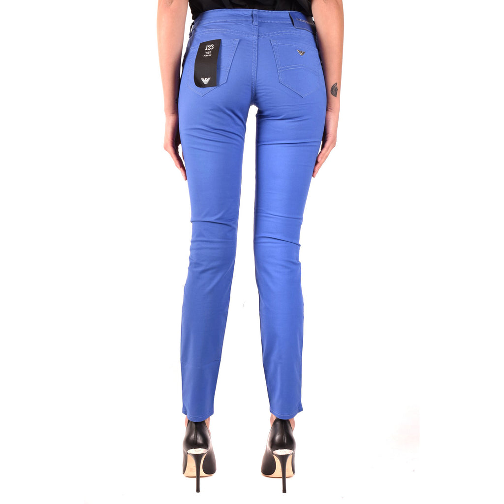 Emporio Armani Pantaloni Donna Blu Cotone Elasticizzato Primavera Estate