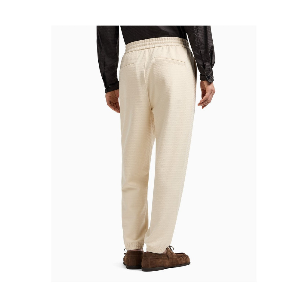 Emporio Armani Pantaloni Uomo Estate Bianchi Lacci Cotone Lyocell Elastan