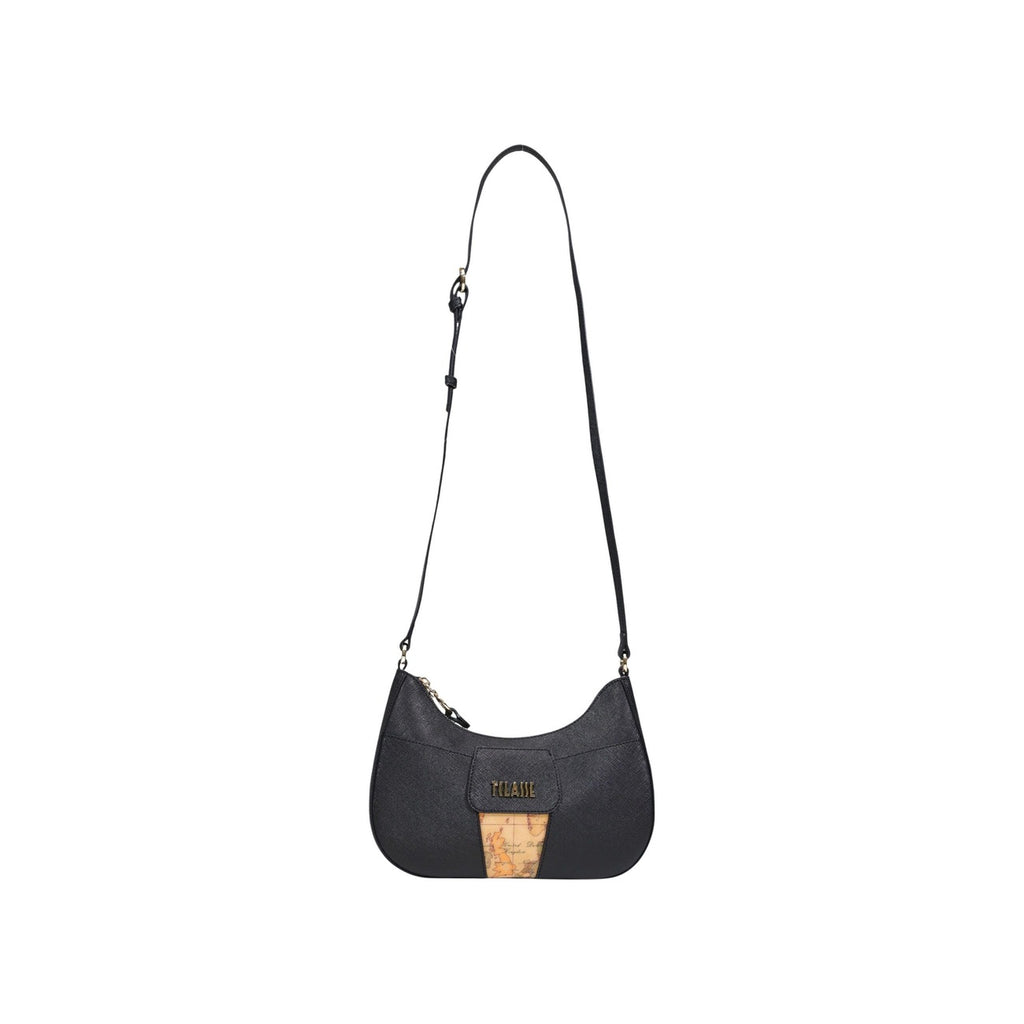 Alviero Martini Prima Classe Borsa Tracolla Donna Nero Stampa Con Zip Tasca Interna 24x17x6 Cm