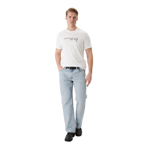 Calvin Klein T Shirt Uomo Cotone 100 Bianco Stampa Girocollo