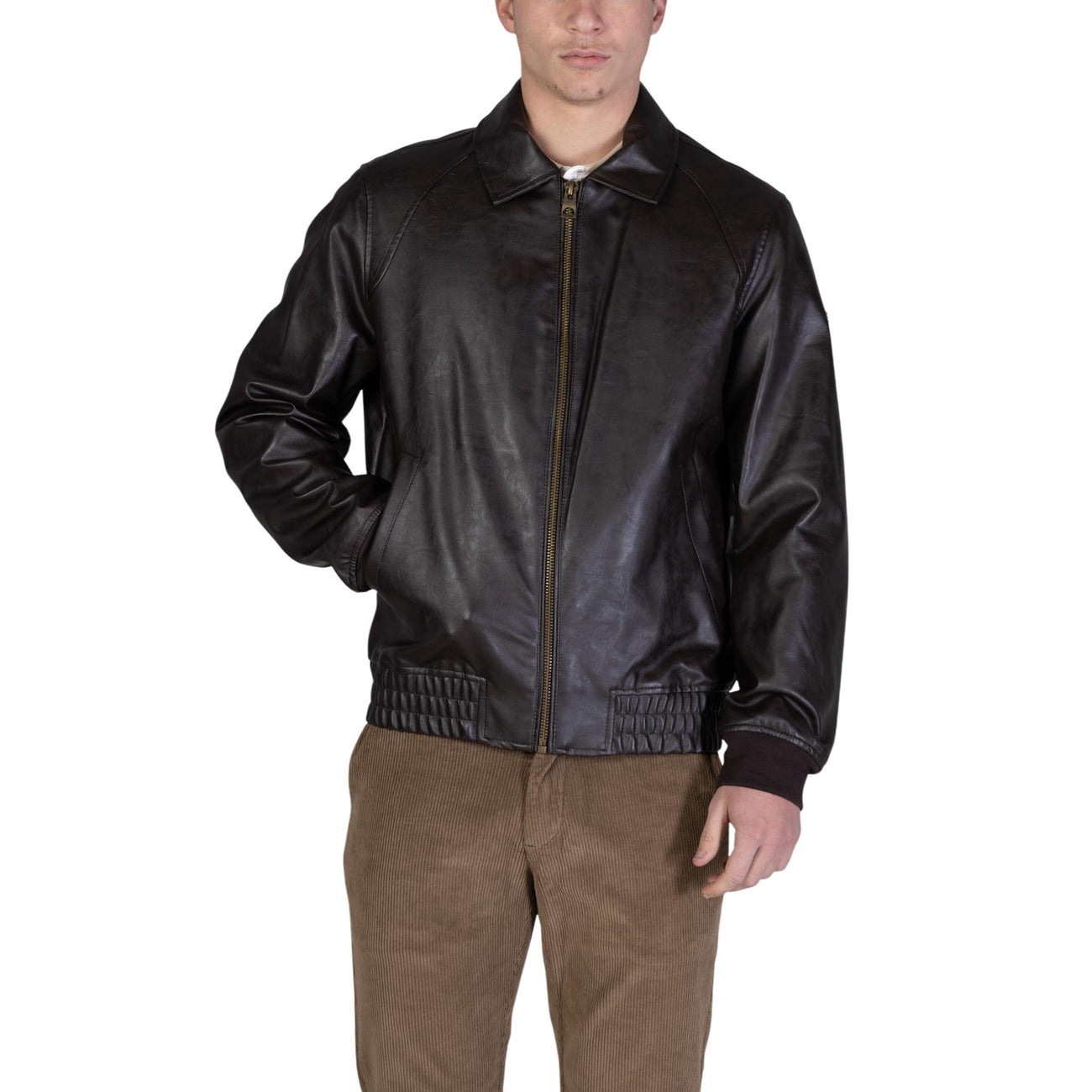 Guess Giacca Aviator Uomo Marrone Cerniera Colletto Classico