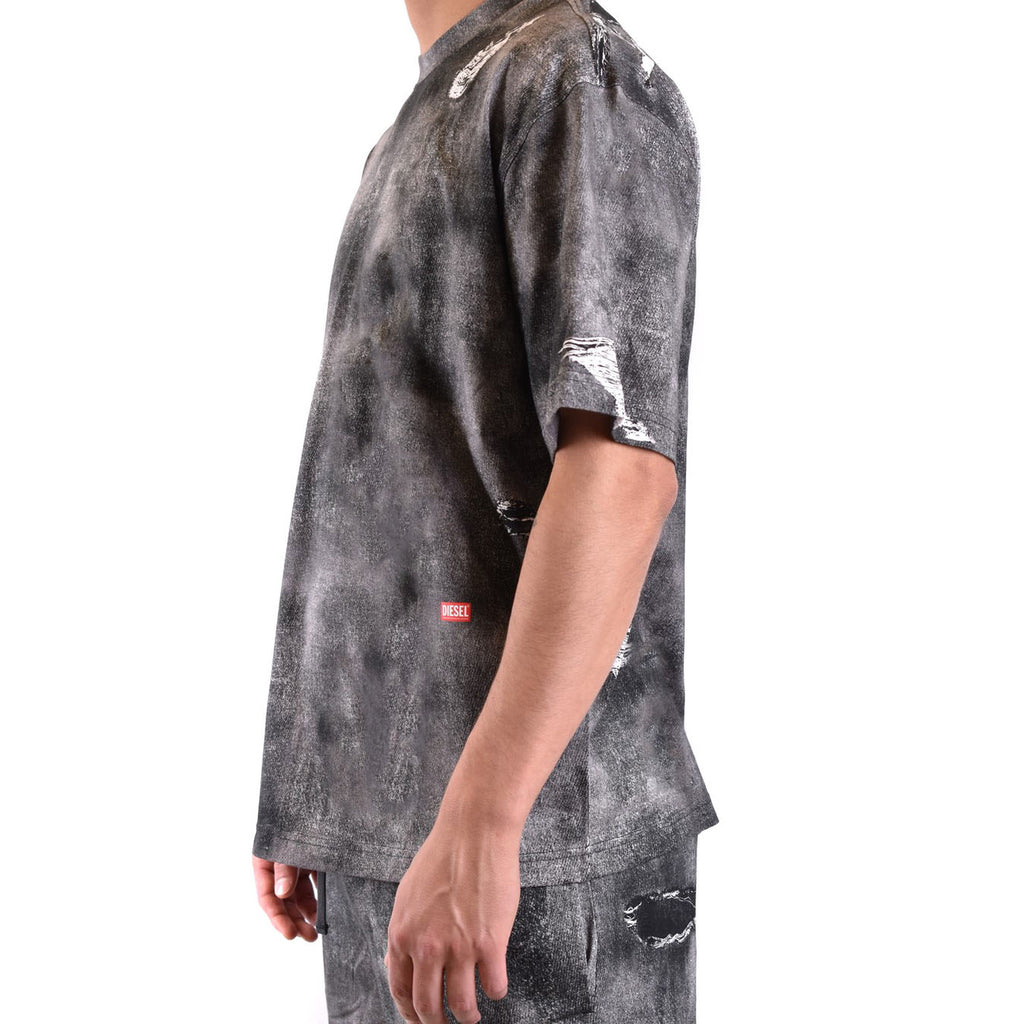 Diesel T Shirt Uomo Nero Melange Scollo Tondo Maniche Corte Primavera