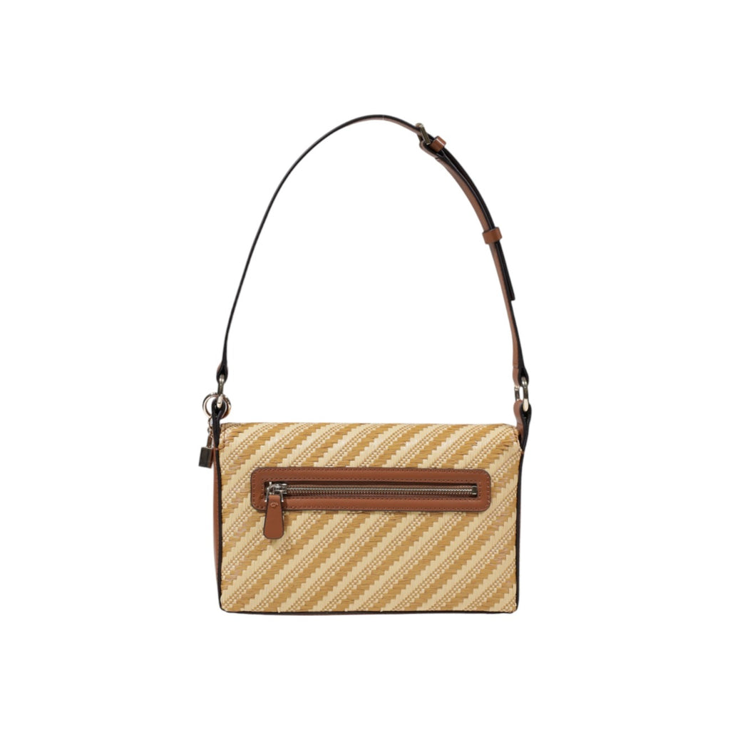 Guess Borsa Tracolla Donna Beige Stampa Con Cerniera 24x15x6.5cm