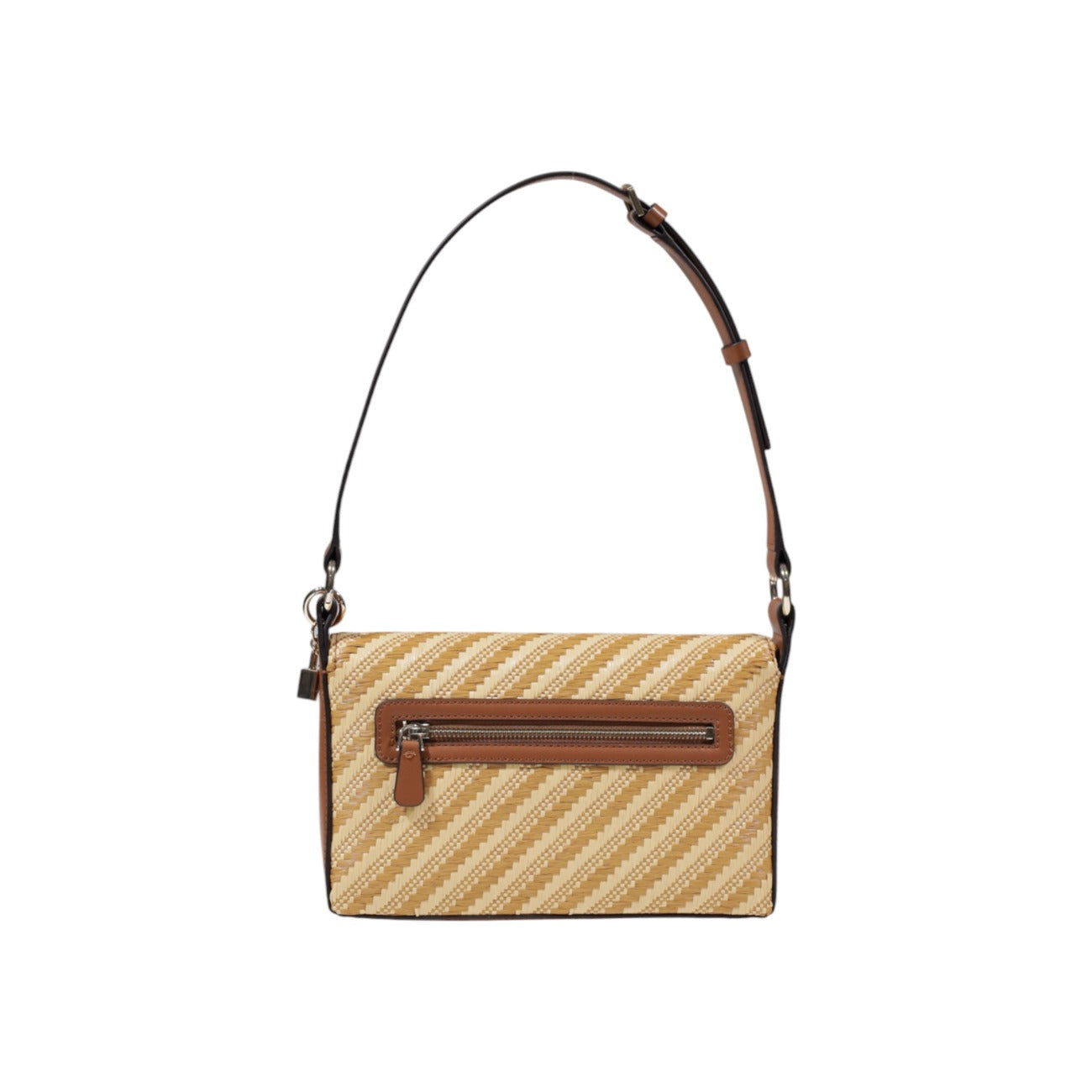 Guess Borsa Tracolla Donna Beige Stampa Con Cerniera 24x15x6.5cm