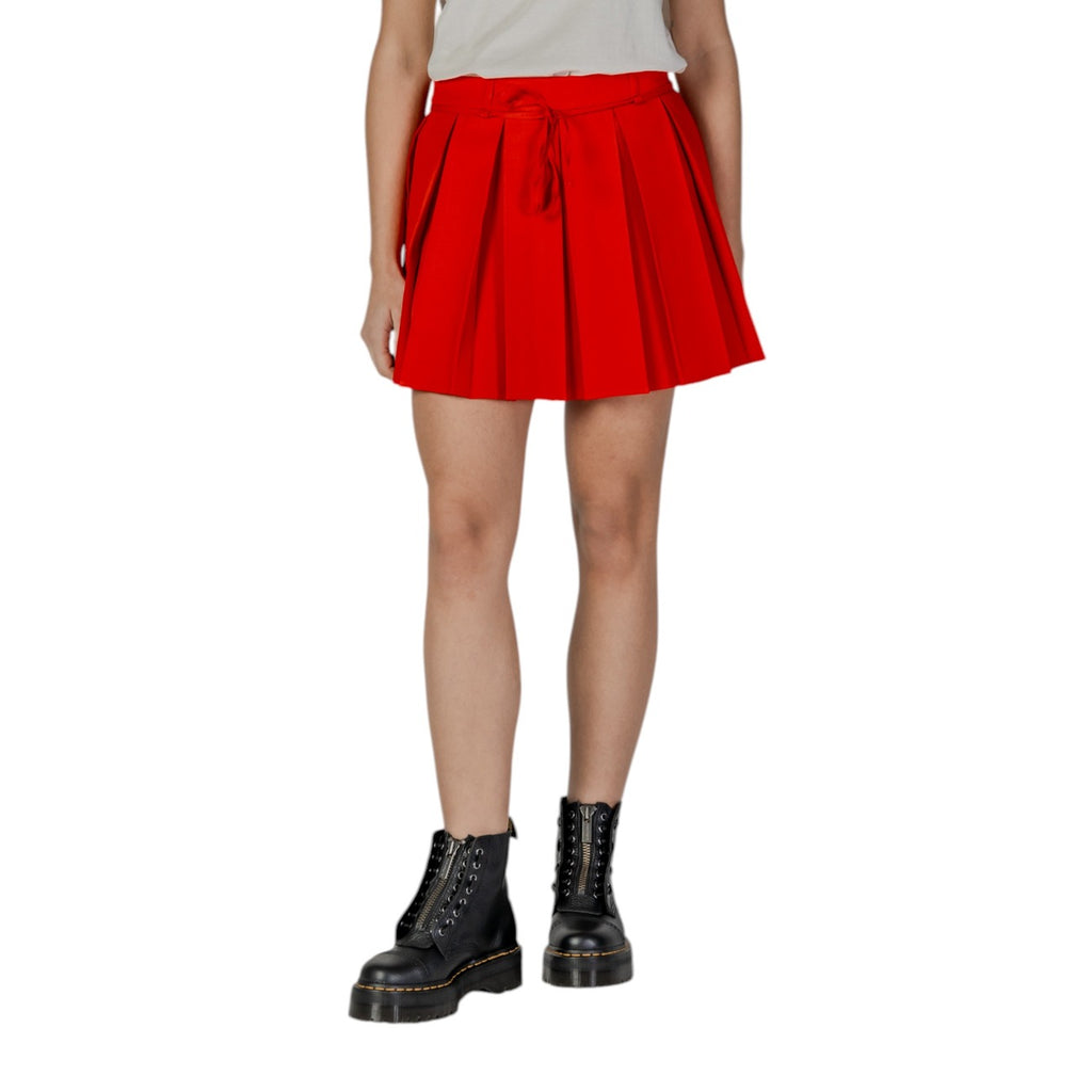 Gonna Midi Rosso Con Lacci Only Donna Primavera Estate Poliestere Elastan