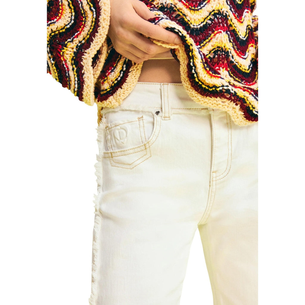 Jeans Donna Desigual Beige Primavera Estate 98 Cotone 2 Elastan