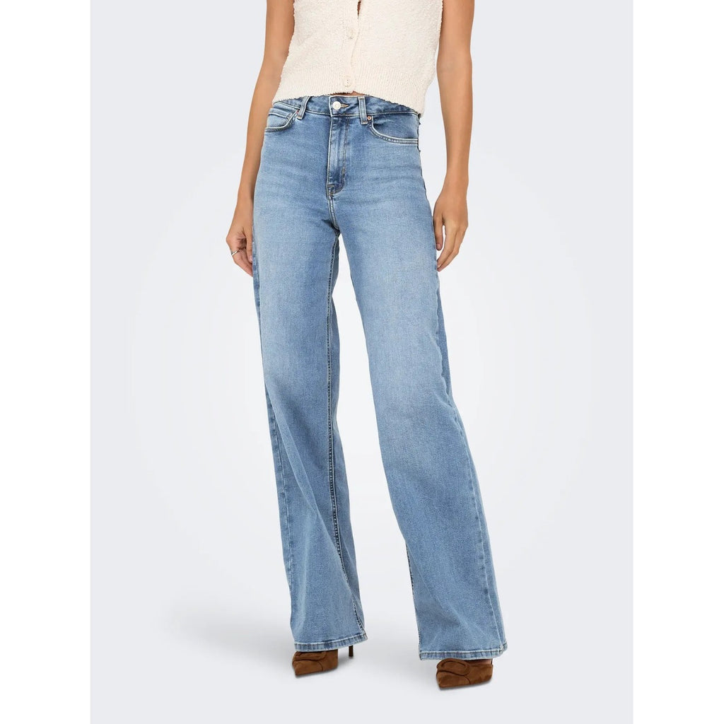 Jeans Donna Only Azzurro Chiaro Vita Media Zip Bottone Primavera