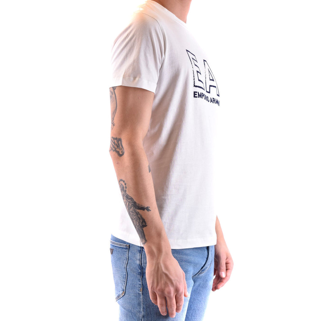 Emporio Armani T Shirt Uomo Cotone Bianco Stampa Girocollo Maniche Corte