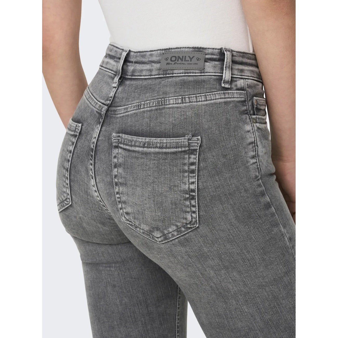 Only Jeans Donna Grigio Vita Alta Stretch Cotone Elastan