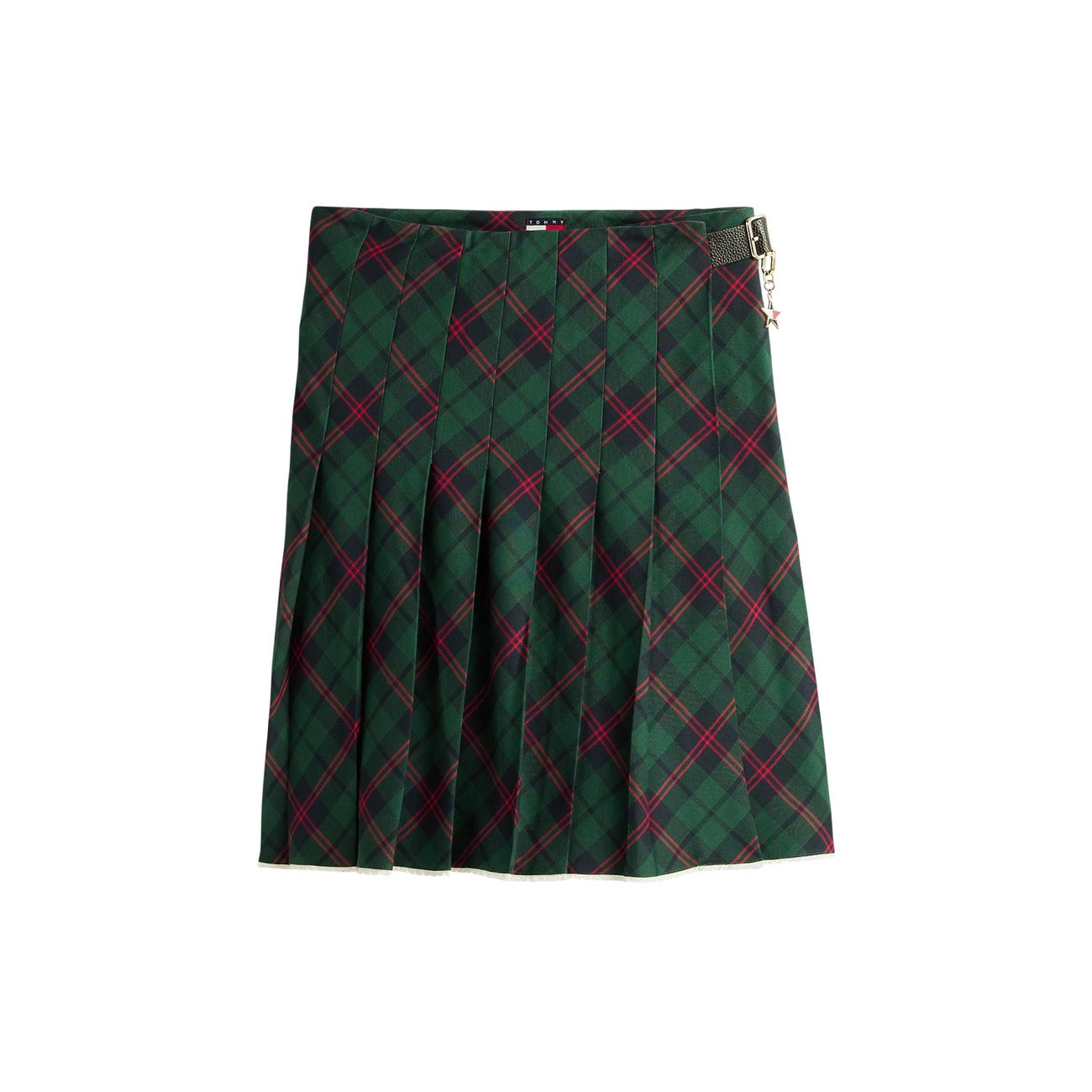 Tommy Hilfiger Jeans Gonna A Quadri Verde Donna In Cotone Organico