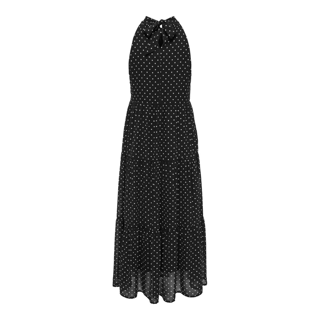 Only Vestito Donna Smanicato Pois Nero Scollo Tondo Con Cerniera