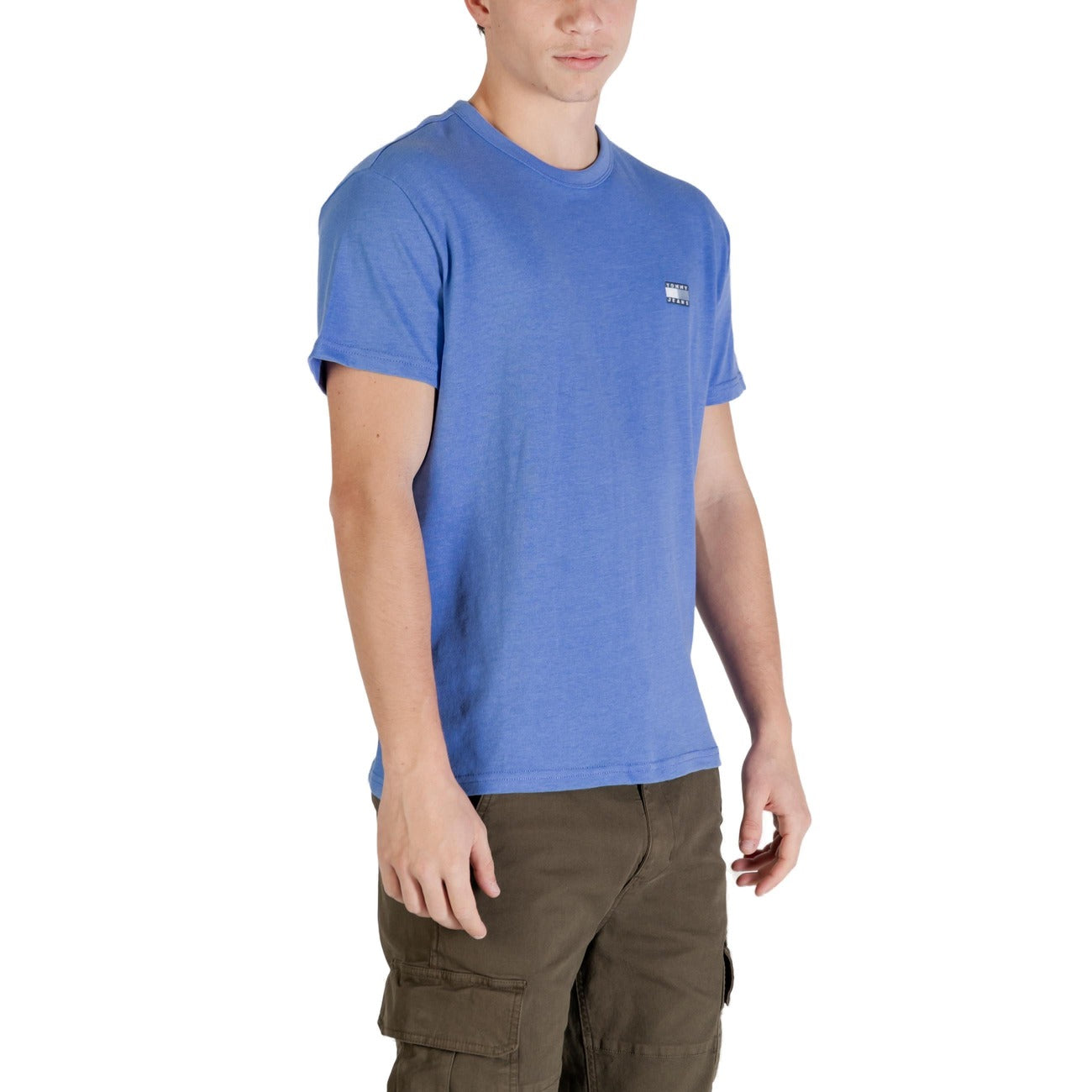 Tommy Hilfiger Jeans T Shirt Uomo Azzurro Cotone Organico Maniche Corte