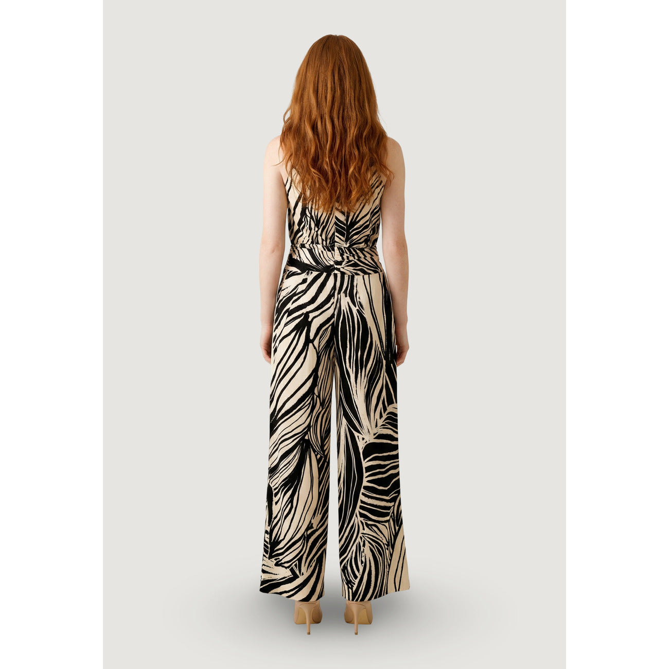 Guess Tuta Donna Charline Smanicata Marrone Stampa Girocollo