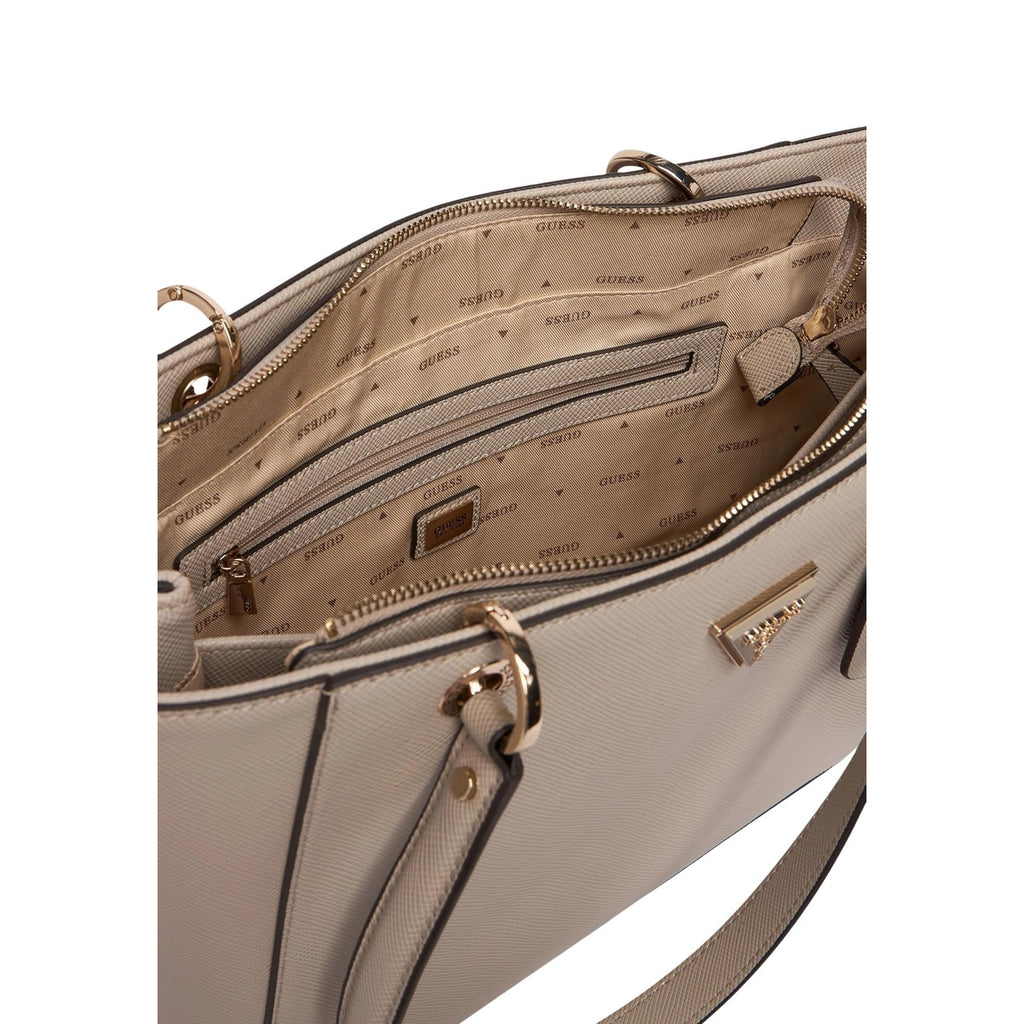 Guess Borsa Donna A Mano Grigia Con Zip Tasche Interne 30x25x9 Cm