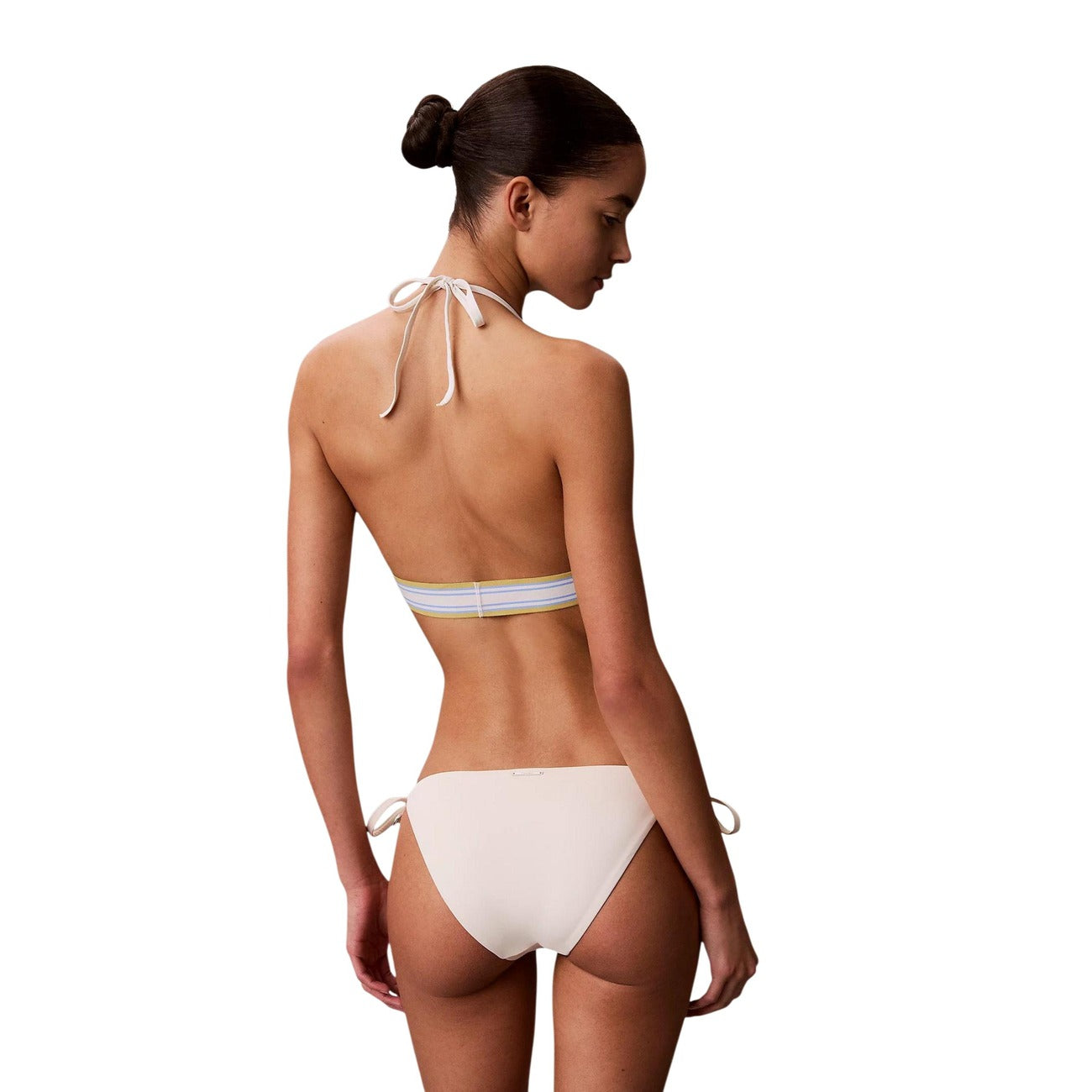 Calvin Klein Jeans Costume Donna Bianco Halter Triangle In Nylon