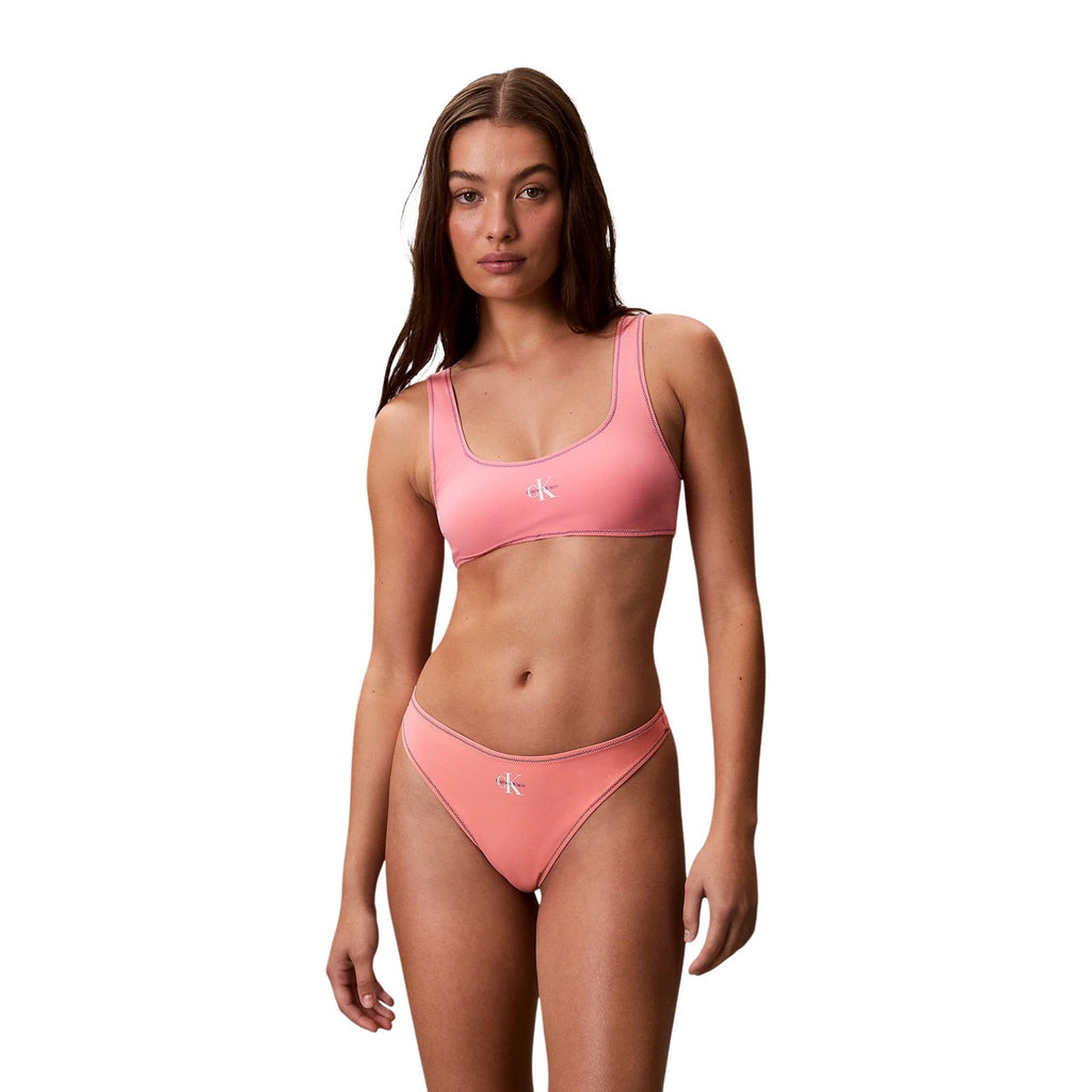 Calvin Klein Jeans Costume Bralette Donna Rosa In Nylon Elastan