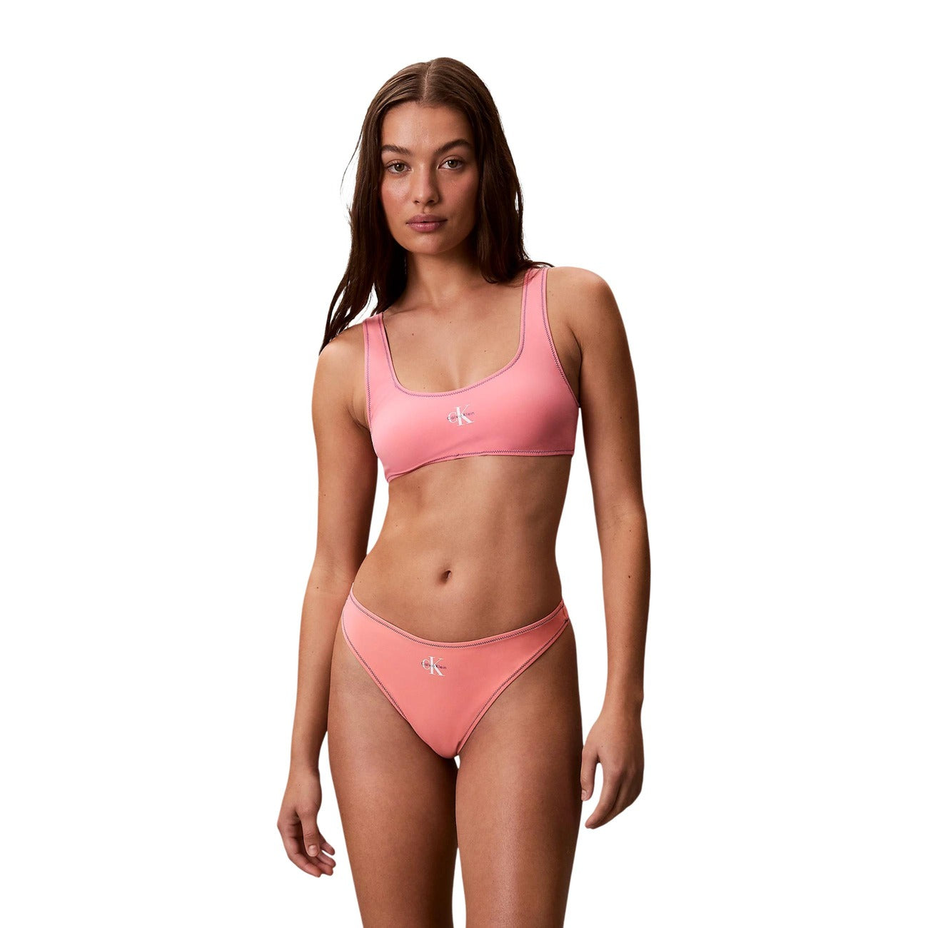Calvin Klein Jeans Costume Bralette Donna Rosa In Nylon Elastan