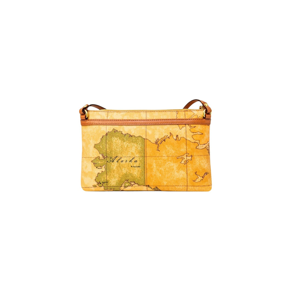 Alviero Martini Prima Classe Borsa A Spalla Donna In Pelle Beige Con Stampa 16x25x2,5 Cm