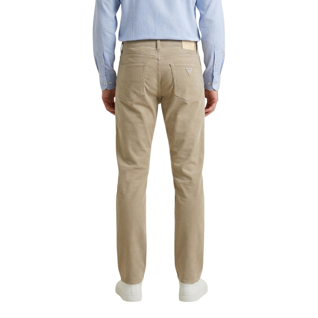 Guess Pantaloni Uomo Beige Primavera Estate In Cotone Elasticizzato