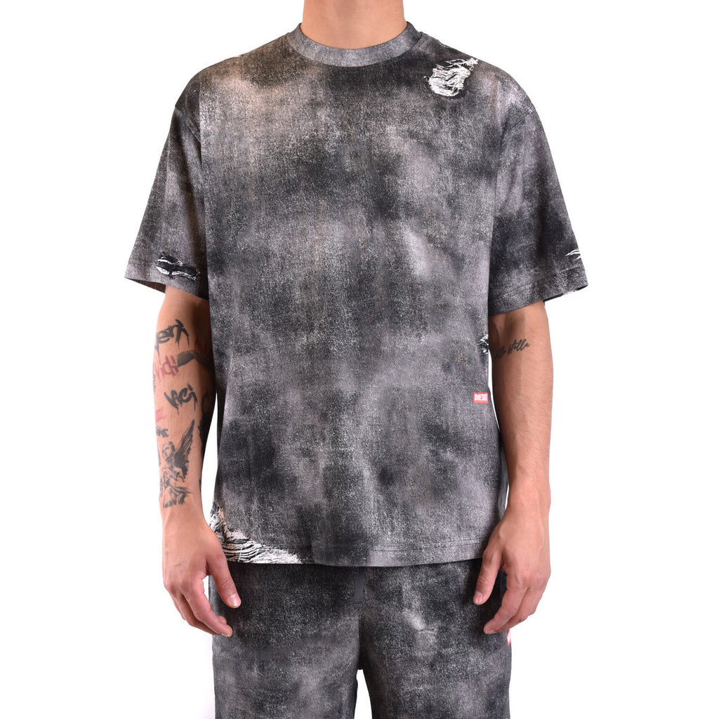 Diesel T Shirt Uomo Nero Melange Scollo Tondo Maniche Corte Primavera