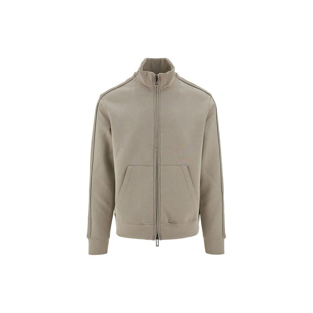 Emporio Armani Felpa Uomo Grigio Con Zip Collo Alto Tasche Autunno Inverno