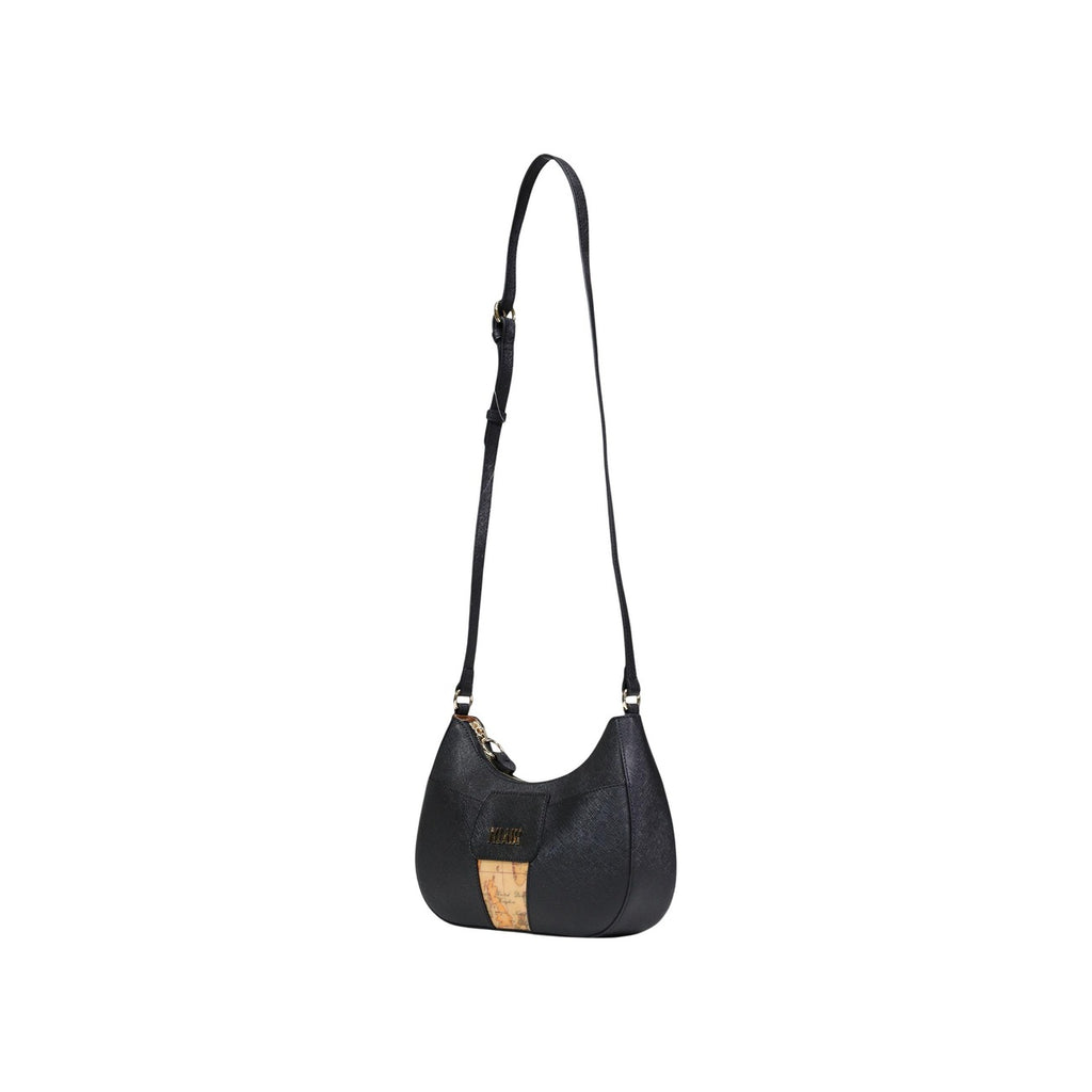 Alviero Martini Prima Classe Borsa Tracolla Donna Nero Stampa Con Zip Tasca Interna 24x17x6 Cm