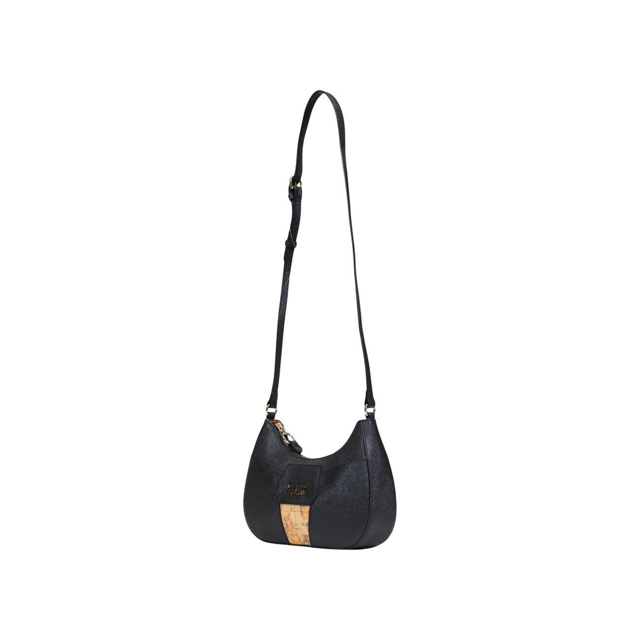 Alviero Martini Prima Classe Borsa Tracolla Donna Nero Stampa Con Zip Tasca Interna 24x17x6 Cm