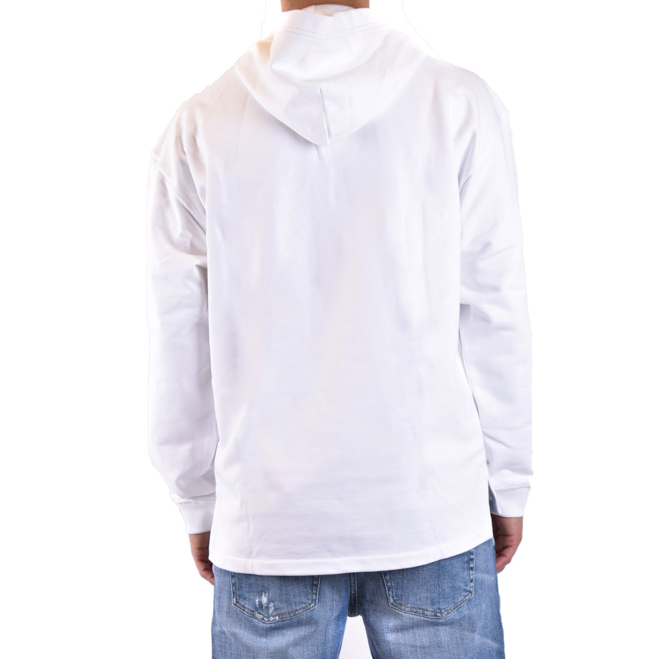 Diesel Felpa Uomo Bianco Con Stampa Cappuccio Tasche 100 Cotone