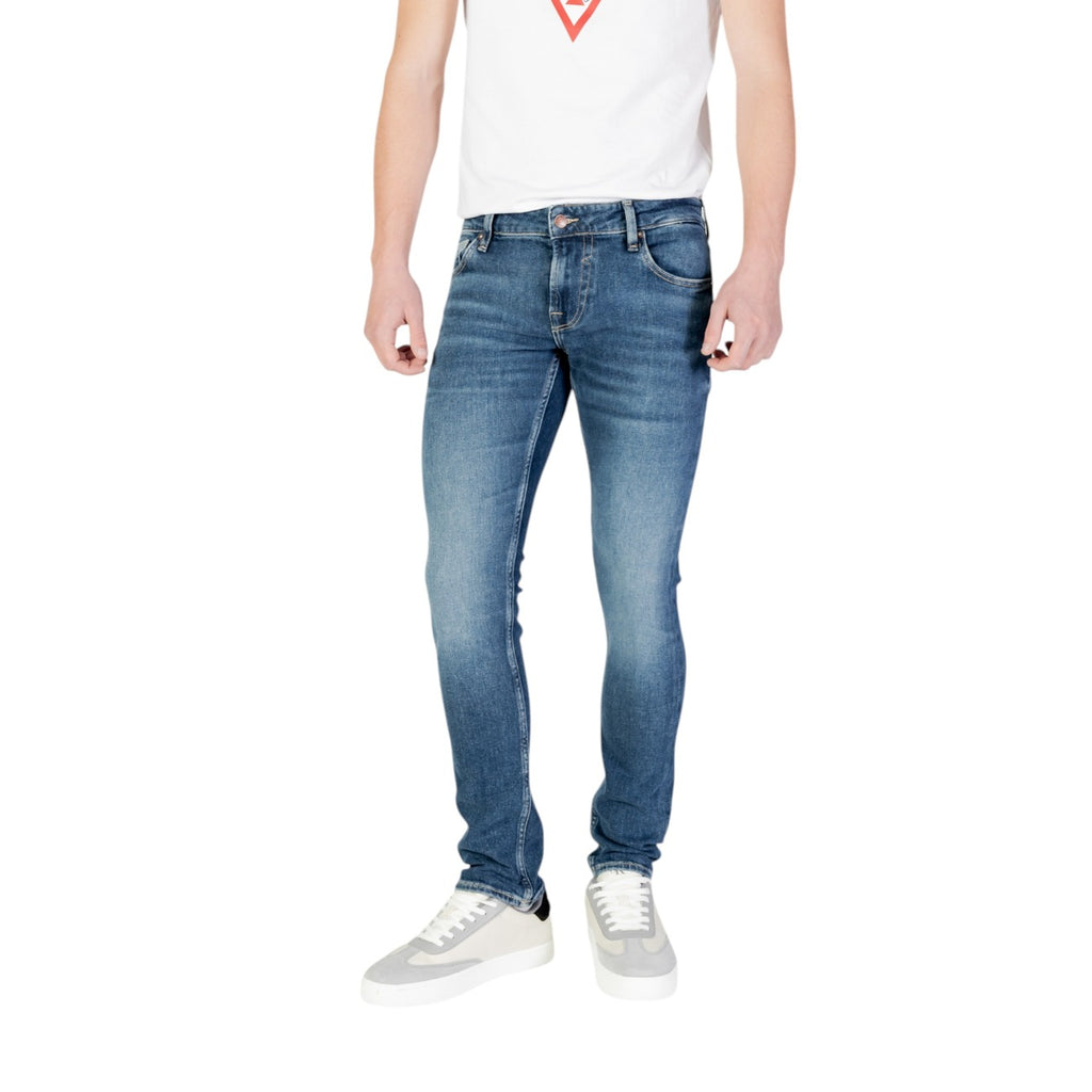 Guess Jeans Uomo Blu Effetto Consumati Primavera Estate Zip e Bottone