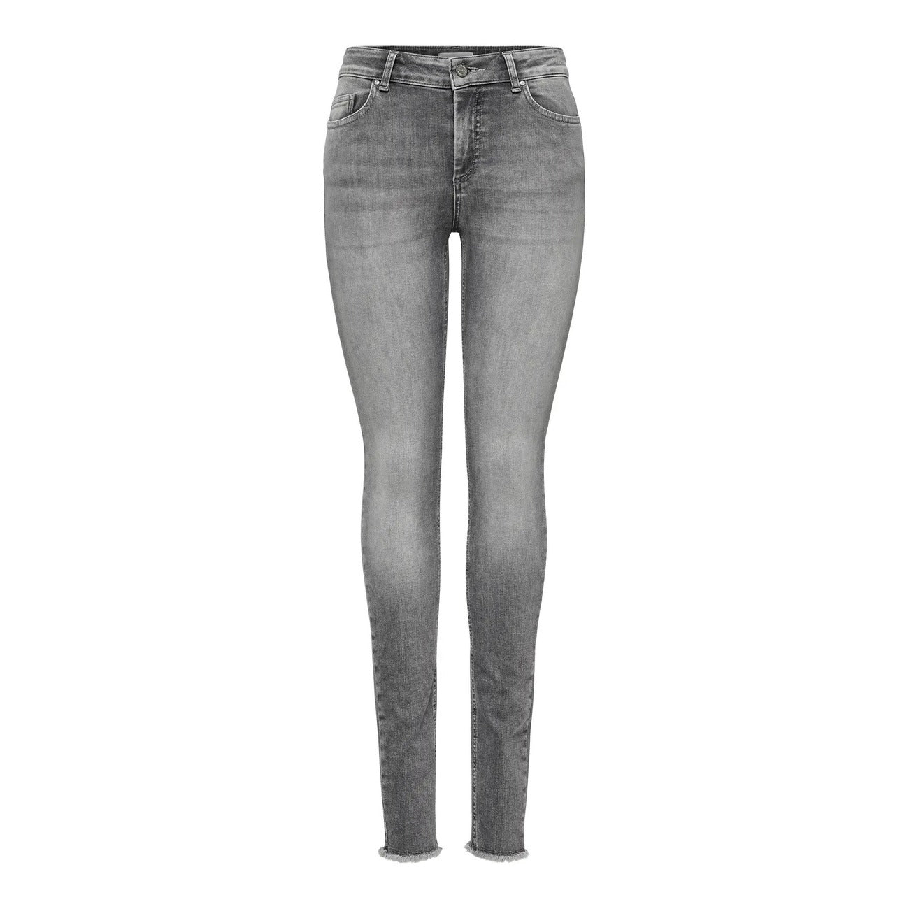 Only Jeans Donna Grigio Vita Alta Stretch Cotone Elastan