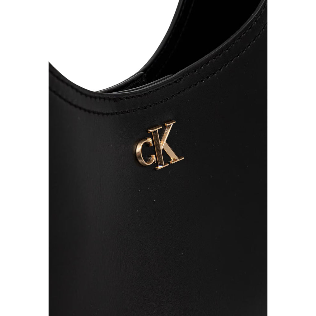 Calvin Klein Borsa Donna Media A Spalla Nero Con Cerniera Tasche Interne Elegante Autunno Inverno