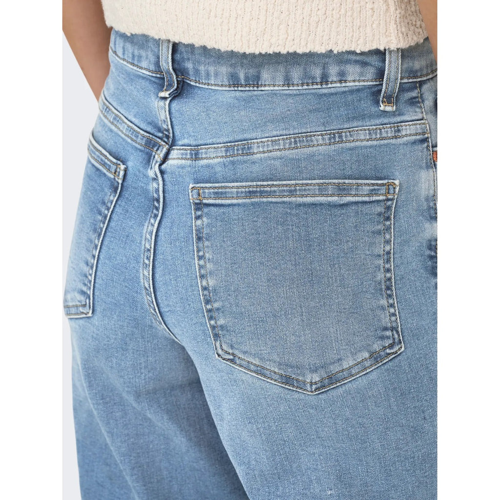 Jeans Donna Only Azzurro Chiaro Vita Media Zip Bottone Primavera