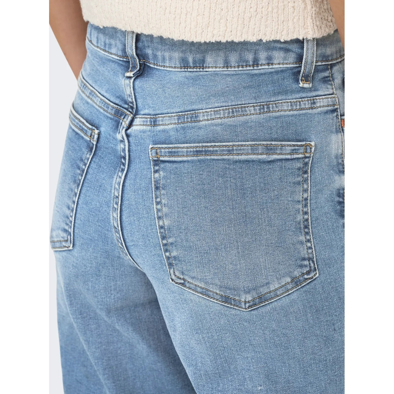 Jeans Donna Only Azzurro Chiaro Vita Media Zip Bottone Primavera