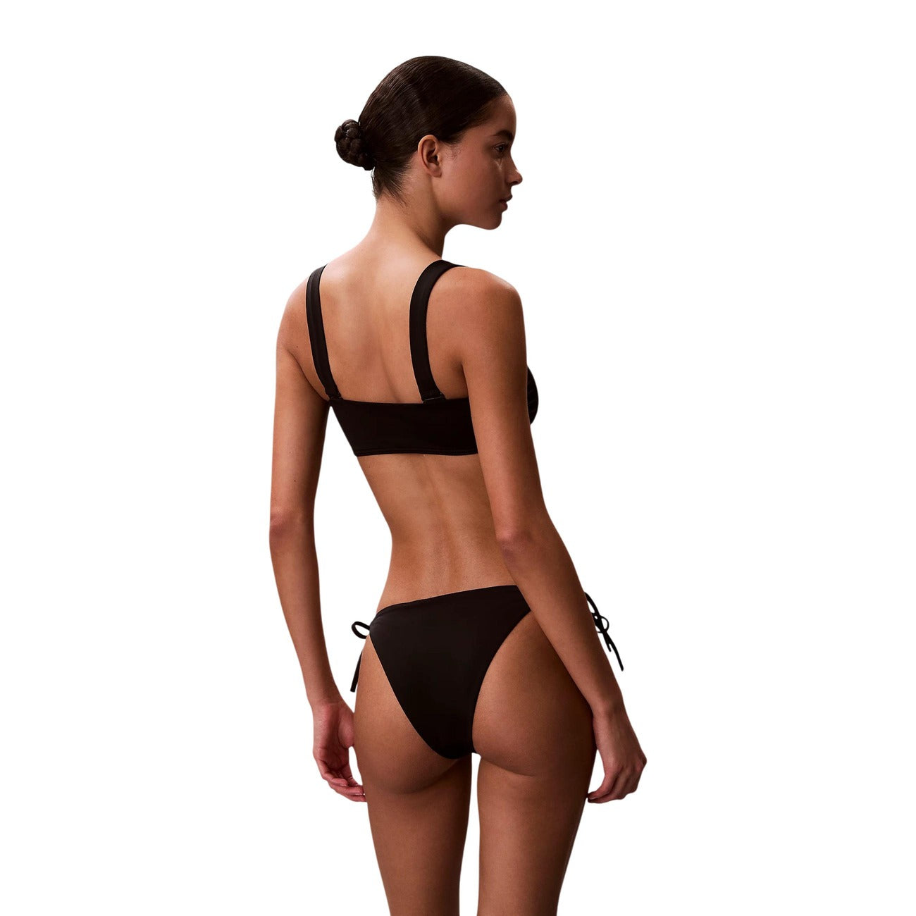 Calvin Klein Jeans Costume Donna Nero Slip Con Lacci Laterali