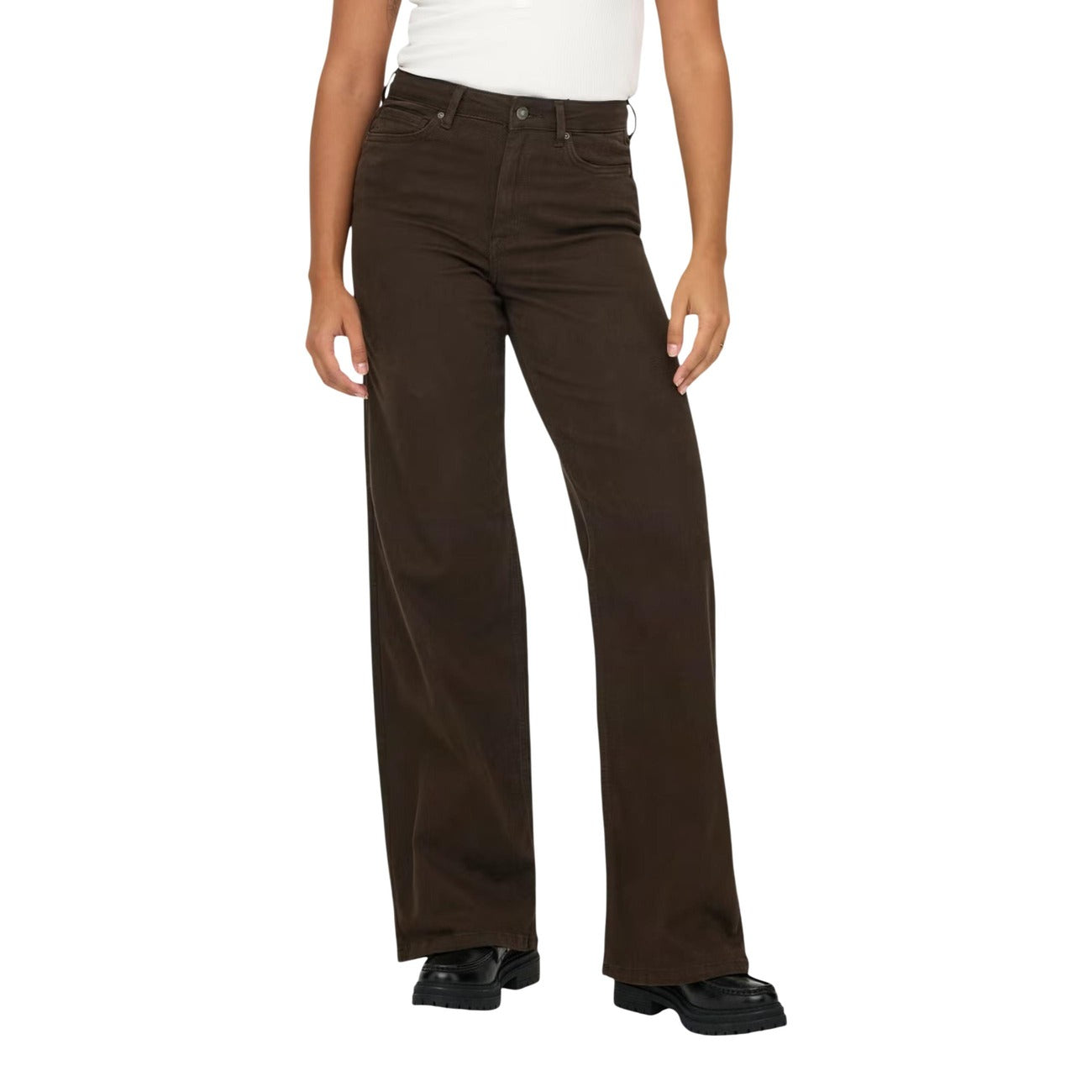 Jeans Donna Only Madison Blush Vita Alta Wide Marrone 99 Cotone